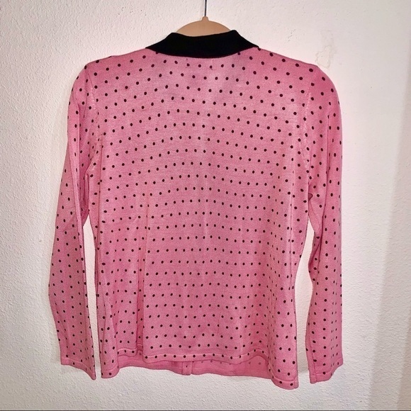 RQT Cardigan Pink Black Polka Dot Vintage Small - Picture 3 of 6